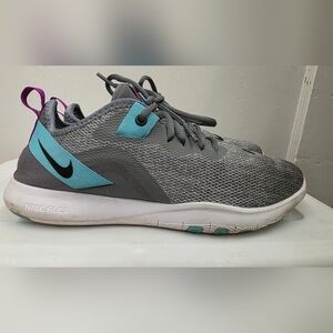 Nike Flex TR90 Women's Gray and Teal Sneakers Size 8 EUC
